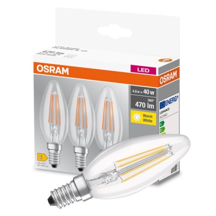 3db LED izzó E14 B35 4W = 40W 470lm 2700K 300° izzószál OSRAM