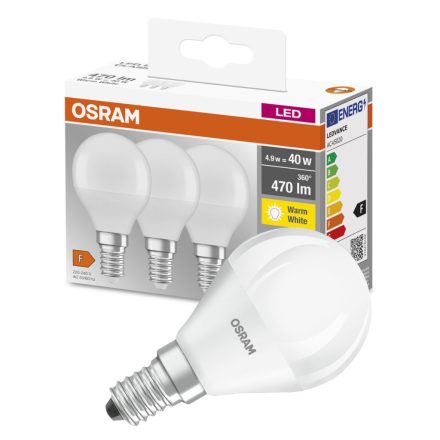 3db LED izzó Gömb E14 P45 5W = 40W 470lm 2700K 300° OSRAM 