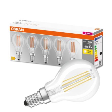 5PAK LED izzó E14 P45 4W = 40W 470lm 2700K OSRAM 