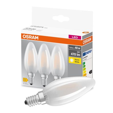 3db LED izzó E14 B35 4.5W = 40W 470lm 2700K  300° OSRAM 