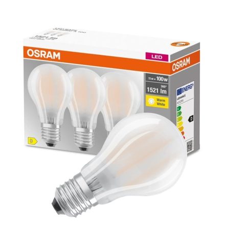 3PAK LED izzó E27 A60 11W = 100W 1521lm 4000K semleges 300°-os izzószál OSRAM ALAP