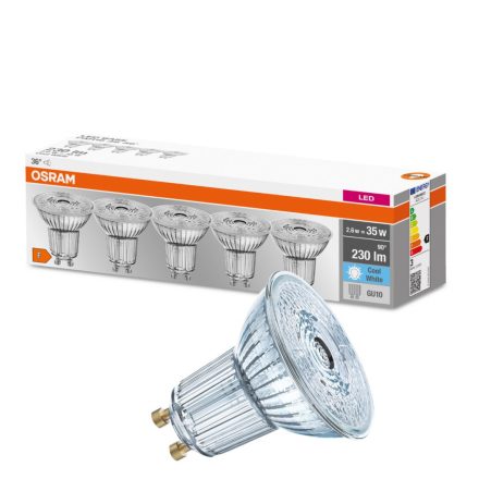 5PAK GU10 LED izzó 2.6W = 35W 230lm 4000K semleges 36° OSRAM alap