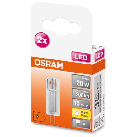 LED G4 KAPSZULÁS izzó 1.8W = 20W 200lm 2700K 300° OSRAM Star 2PAK