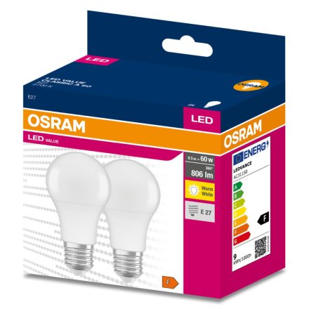 2db LED izzó E27 A60 8.5W = 60W 806lm 2700K  200° OSRAM 