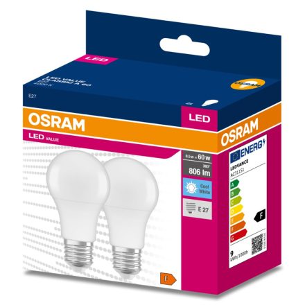 2PAK LED izzó E27 A60 8.5W = 60W 806lm 4000K Semleges 200° OSRAM ÉRTÉK