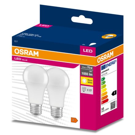 2PAK LED izzó E27 A60 10W = 75W 1055lm 2700K meleg 200° OSRAM ÉRTÉK