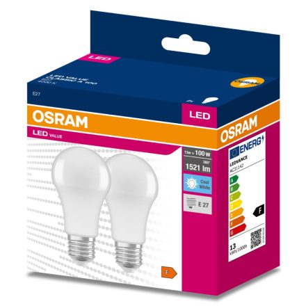 2PAK LED izzó E27 A60 13W = 100W 1521lm 4000K semleges 200° OSRAM ÉRTÉK