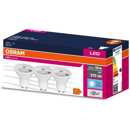 3DB LED izzó GU10 6.9W = 50W 575lm 4000K Semleges 120° OSRAM ÉRTÉK