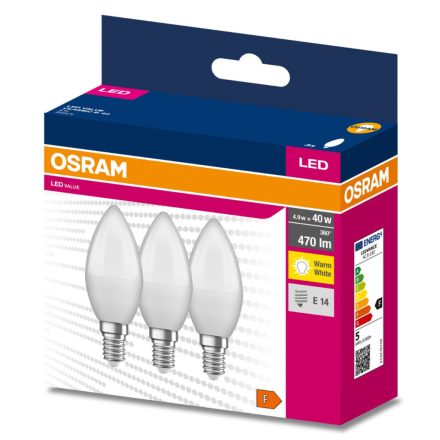 3dbLED izzó E14 B35 4.9W = 40W 470lm 3000K  220° OSRAM 