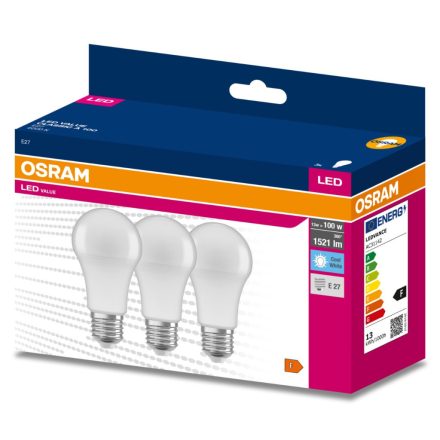 3PAK LED izzó E27 A60 13W = 100W 1521lm 4000K Semleges 200° OSRAM ÉRTÉK