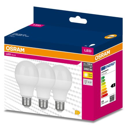 3db LED izzó E27 A60 19W = 150W 2452lm 2700K  200° OSRAM 