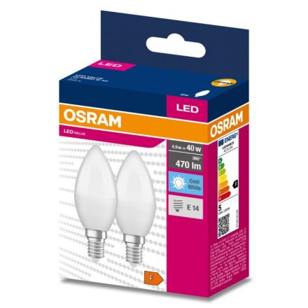 2PAK LED izzó E14 B35 4.9W = 40W 470lm 4000K Semleges 200° OSRAM ÉRTÉK