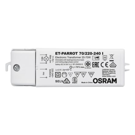 Halogén tápegység elektronikus transzformátor AC 20-70W 12V ET-PARROT OSRAM