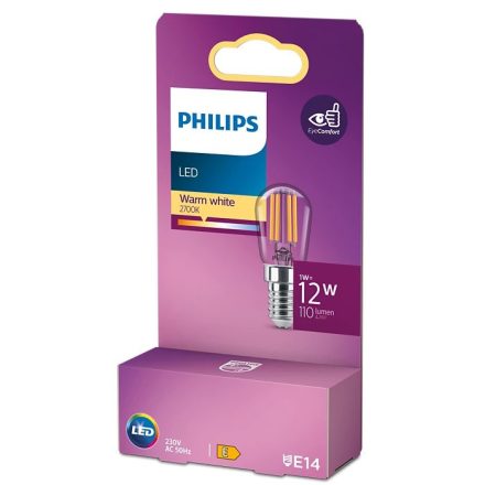 LED-es gyertyakörte E14 S26 1W = 12W 110lm 2700K meleg 270°-os izzószál PHILIPS