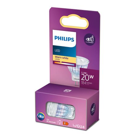 LED izzó GU4 MR11 2.3W = 20W 200lm 2700K Meleg 36° PHILIPS