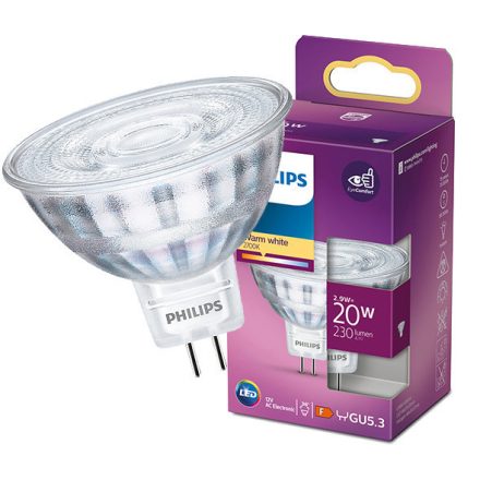 LED izzó MR16 2.9W = 20W 230lm 2700K  36° 12V PHILIPS