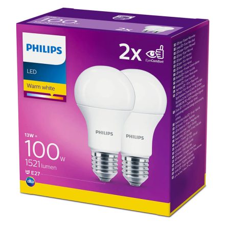 2db LED izzó E27 A60 13W = 100W 1521lm 2700K  200° PHILIPS