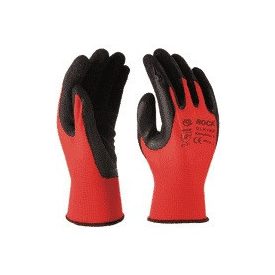 Poliészter kesztyű piros-fekete  latex 9-es