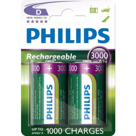 Philips Újratölthető 3000mAh D Góliát  Akkumulátor