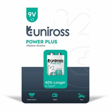 Uniross POWER PLUS Alkáli 9V Elem (6LR61) B1