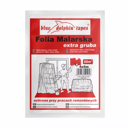 Blue Dolphin Extra Vastag Létrázható Takarófólia 50 mikron – 4 m × 5 m