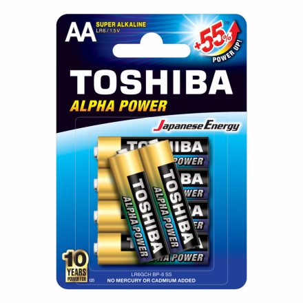 TOSHIBA ALPHA POWER LR6 AA 1,5 V alkáli elemek buborékcsomagolás 6 darab