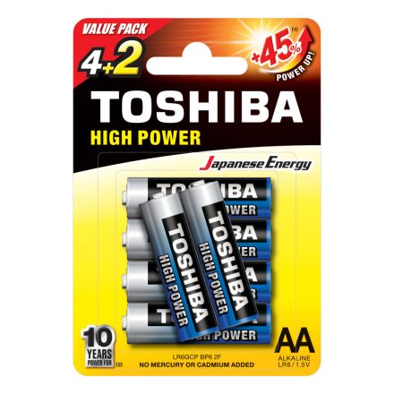 TOSHIBA HIGH POWER LR6 AA 1,5V alkáli elemek CSOMAG 6db