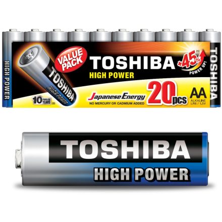 TOSHIBA HIGH POWER LR6 AA 1,5V alkáli elemek CSOMAG 20db