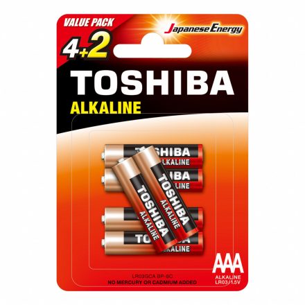 TOSHIBA RED ALKALINE LR03 AAA 1,5V alkáli elemek CSOMAG 6db