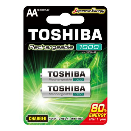 Újratölthető elemek TOSHIBA HASZNÁLATRA KÉSZ AA 1,2V 1000MAH buborékfólia 2 db