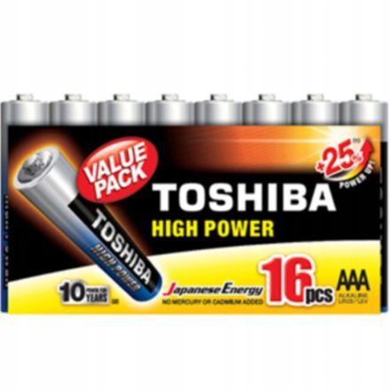 TOSHIBA HIGH POWER LR03 AAA 1,5V alkáli elem CSOMAG 16db