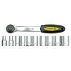 Dugókulcs készlet racsnis hajtókarral 1/4" 11 részes 5-14 mm