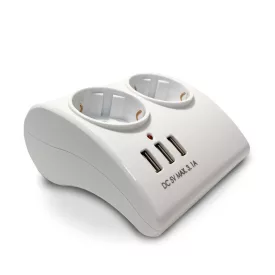   Technik Professional Elosztó Asztali 2 utas 1,5m kábel (1,5mm2) + 3 USB 16A