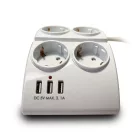 Technik Professional Elosztó Asztali 4 utas 1,5m kábel + 3 USB + kapcsoló 16A