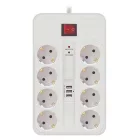 Technik Professional Elosztó 8 utas 1,5m kábel 1,5mm2  + 3xUSB-A + kapcsoló 16A