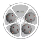 Technik Professional WG Elosztó Kör 4 utas 1,4m kábel + USB-A + USB-C 16A