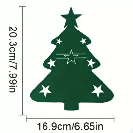   10db, Nemez evőeszköz tartó karácsonyfához, karácsonyi filc evőeszköz táska, karácsonyi evőeszköz táska, piros és zöld karácsonyi partikhoz, ünnepi vacsorapartik dekor