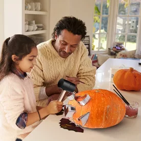   13db, prémium rozsdamentes acél tökfaragó készlet kalapáccsal - tökéletes Halloween dekorációhoz és faragáshoz