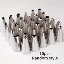   10 darabos Rozsdamentes Acél Tortadíszítő Készlet - DIY Cukormáz Fúvókák Süteményekhez & Péksüteményekhez, Konyhai Sütőeszközök