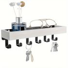 Falra szerelhető Fa ruhafogas, kulcstartó tálcával