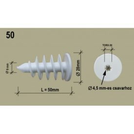 Polisztirol dübel 48 csavarmenetes 5 cm szigeteléshez