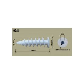   Polisztirol dűbel 90 csavarmenetes 10 cm-es szigeteléshez, csavar: 8 mm