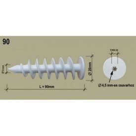 Polisztirol dűbel 90 csavarmenetes 10 cm szigeteléshez