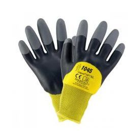   Kesztyű Urgent 1045 duplán mártott habosított latex sárga-fekete 10