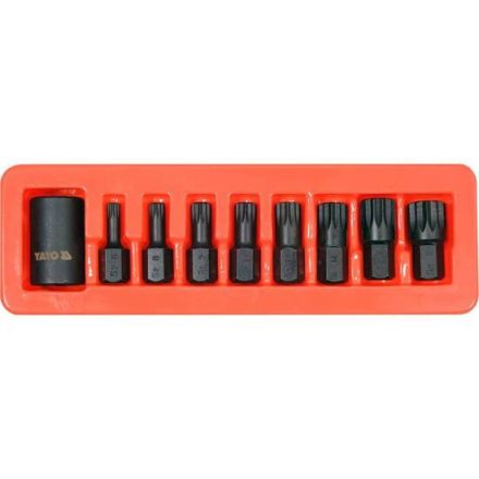 Gépi spline bit készlet 9 részes 1/2" M6-M18 mm dugókulcs adapterrel