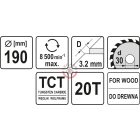 Körfűrésztárcsa (fa) 190x30x3,2mm T20