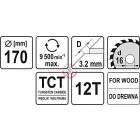 Körfűrésztárcsa (fa) 170x16x3,2mm T12