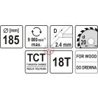 Körfűrésztárcsa (fa) 185x20x2,4mm T18