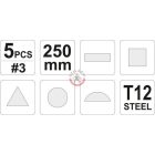 Lakatos reszelő készlet 5 részes 250mm #3 (kör, lapos, háromszög, félkör, négyz)
