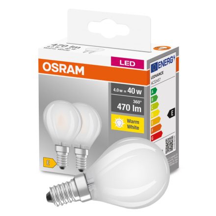 2PAK LED izzó E14 P45 4W = 40W 470lm 2700K meleg OSRAM alap